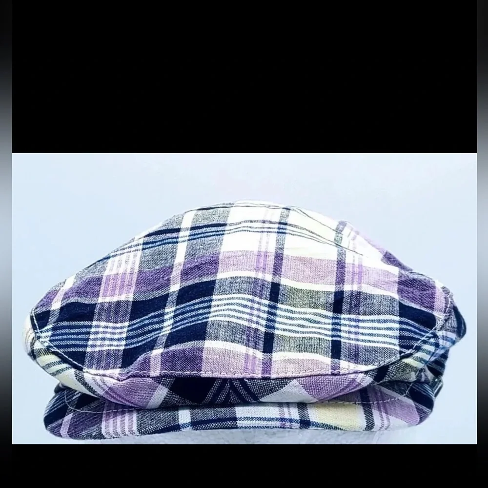 NWT JANIE AND JACK Sz 12-24 M Boys Newsboy Hat Cap Plaid purple,navy and yellow